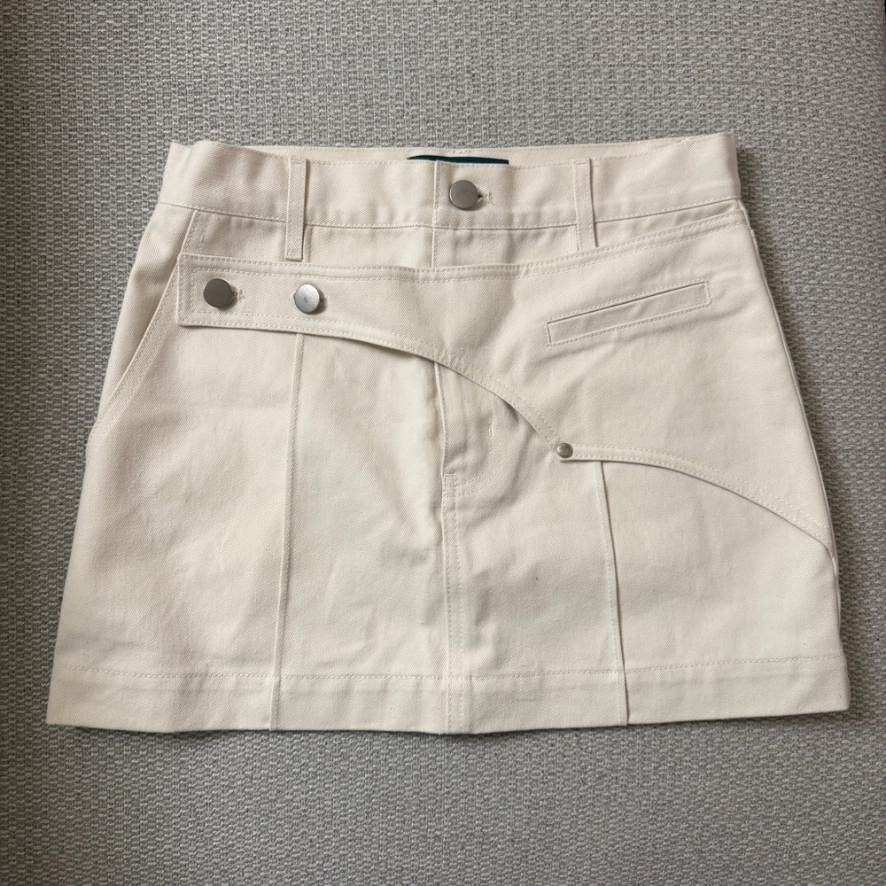 Geel Cream Mini Cargo Western Skirt XS